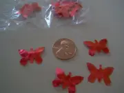 Vintage Red Metallic Butterfly Shaped sequins - 20 pcs.