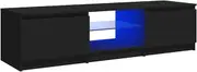 vidaXL TV Cabinet with LED Lights Entertainment Centre TV Stand Unit HiFi Cabinet Home Indoor Living Room Furniture Black 140x40x35.5 cm