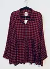 American Eagle Top Womens XXL Black Red Gingham Flannel Button Up Grunge Boho