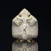 Hip Hop Iced Out 925 Silver Round Cut VVs Moissanite Jesus Cross Ring For Men