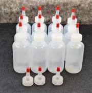 12 pack 4oz (120mL) Plastic Boston Round Squeeze Bottles + Yorker Caps LDPE