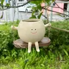 Cute Swing Face Planter Pot Waterproof Smiling Face Planter Outdoor Garden