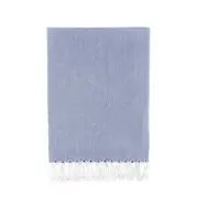 Bello Turkish Beach Towel Plain Blue Handwoven Sand-Free Peshtemal, 39 x 66.9 In