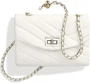 [EPPTHERD] Quilted Crossbody Bags Handbags for Women, Vegan Leather Cute Small Purse with Gold Chain Strap, Trendy Designer Bag for Teens and young women