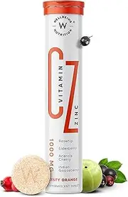 Green Velly WN Vitamin C + Zinc | Natural and Organic Immunity Booster | 100% RDA | 1000mg Vitamin C (Pack of 16 Effervescent Tablets)