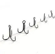 50PCS Treble Hooks Treble Fishing Hooks Carbon Steel Treble Fishing Hooks Set Round Bend Hooks Mixed 5 Size