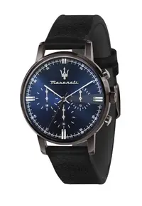 在飛比找ZALORA購物網優惠-瑪莎拉蒂 Eleganza 黑色皮带多功能手錶 R88716