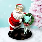 18" Vintage Retro Red Santa with Deer Christmas Decor *SHIPS WITHIN 10 DAYS* NEW