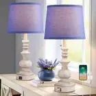 22'' Farmhouse Bedroom Table Lamps Set of 2 Bedside Nightstand 22''-White, Blue