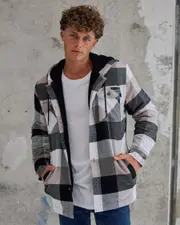 [Dexter] Dexter Men's Spur Long Sleeve Flannel Shirt in White/Black/Tan Size 2XL 2XL White/Black/Tan