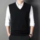 Chinjun羊毛針織背心-黑色｜V領針織毛衣、親膚保暖、商務男裝、休閒穿搭