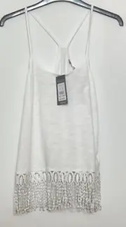 BNWT New Look White Fringed Top Size 8