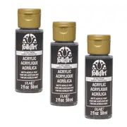 3x Plaid FolkArt Premium 59ml Water-Based Real Brown Acrylic Paint Matt Finish