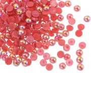 1200pcs ABS Half Pearl Beads 5mm Flat Back Imitation Pearl Colorful Red