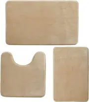 Bathroom Rugs Memory Foam Bath Mat Set for Bathroom, Non Slip Absorbent Velvet - Fast Drying –Bathroom Rug and Contour Rug Set 3 Piece - Taupe