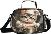 Cute Cat Chef Insulated Lunch Box for Women Men - Ideal for Work, Picnics - Includes Adjustable Shoulder Strap