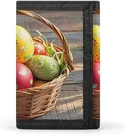 [QMKFWT] Basket And Easter Eggs Casual Wallet Credit Card Holder Premium Document Organizer Case for Men And Women
