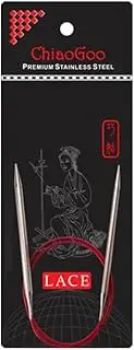 [ChiaoGoo] 16-Inch Red Lace Stainless Steel Circular Knitting Needles, 11/8mm