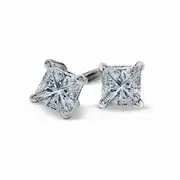 0.5 CT. T.W. Certified Princess-Cut Diamond Solitaire Stud Earrings in 18K White Gold (I/SI2)
