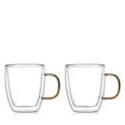 Godinger Double Walled Gold Coffee Mug, Set of 2