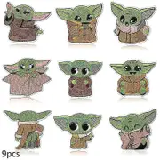 9pcs Baby Yoda Iron On Patches Star Wars Cartoon Alien Sew On Embroidered Applique Diy Crafts Repair Patch For Clothes Jacket Jeans Backpack Hat xh