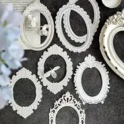 10pcs Silver Decorative Photo Frame Material Paper Hollow Embossed Photo Frame Junk Journal Planner Scrapbooking Planner Vintage Decorative Decorative Paper DIY Craft Cardstock Paper Gift