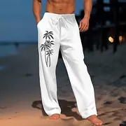 Men's Coconut Tree Graphic Prints Trousers Summer Pants Beach Pants Mid Waist Streetwear Hawaiian Designer Casual Daily Holiday Drawstring Elastic Waist 3D Pri