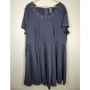 NWT Torrid Skater Dress Marvel Black Panther Spikes 28 Short Sleeve Womens Plus