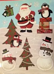 Static Vinyl Window Clings Christmas Santa Claus Penguin Snowman New
