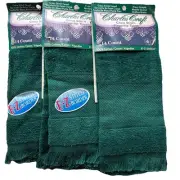 Lot Of 3 Charles Craft Blank Cross Stitch Fingertip Towels Dark Green NWT E-Z