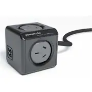 ALLOCACOC PowerCube 4 Outlet Extended USB Surge Protector with 2x USB - 1.5m - Black [5420BK/AUEUPC]