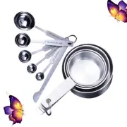 2 Set Tablespoon Measuring Spoons Silverware Stainless Cups