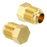 Male 7/8"-14UNF Brass Flared Plug, 2Pcs 5/8 SAE Flare Tube 45 Degree Fitting
