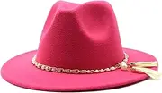 [Dcvmvmn] Men and Women Classic Fedora Hat with Pearl Tassel Chain Woolen Jazz Hat Big Brim Hat Flat Panama Hat, 013, One Size