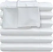 Glarea Flat Bed Sheets 6 Pack, Microfiber, White, Twin