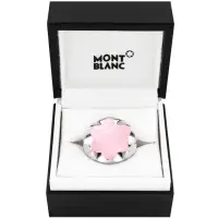 在飛比找momo購物網優惠-【MONTBLANC 萬寶龍】粉紅色六角星造型墜飾寬版純銀戒
