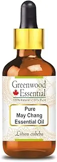 Greenwood Essential Pure May Chang Essential Oil (Litsea cubeba) with Glass Dropper Steam Distilled for Personal Care 10ml (0.33oz)