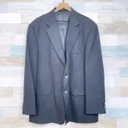 Stafford Silver Button Hopsack Blazer Gray Worsted Wool Blend 2 Button Mens 48L