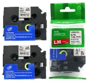 2/Pack 12mm Black on White Tape for P-touch Model PT310, PT-310 Label Maker