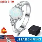 Opal 925 Silver Gemstone Women Wedding Bridal Jewelry Ring with Box Size 6-10
