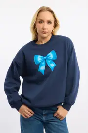 Blue Graphic Sweater Long Sleeve - Size 16XL, Women's Sweater