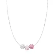Eclipse Sterling Silver with Pink and White Austrian Crystals Ball Pendant Necklaces