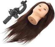 Ipetboom 1 Set Human Hair Mannequin Head Model for Hairdressing Training Cosmetology Practice Head with Holder for Styling and Makeup for Updos Curls and Braids