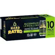 Hard Rated Lemon Lime Zero Sugar Can 375mL (10PK)