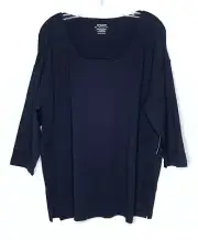 Chicos Womens Pima Cotton The Ultimate Tee Size 3 US XL Split Hem Tunic Navy