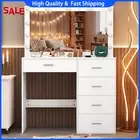 White Vanity Dressing Table Make up Desk With 11 LED Lights Mirror 5 Drawers
