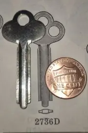 Antique Yale Padlock Key Blank. #87 Group A, #44B, # 2736D,