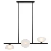Zaria Black Frosted Glass 3 Light Horizontal Pendant
