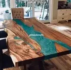 Epoxy Table Top Modern Kitchen Furniture Glossy Resin Table Walnut Custom Order