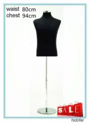 MALE MAN DRESS MANNEQUINS DISPLAY HEIGHT ADJUSTABLE CHROME STAND CHEST BLACK